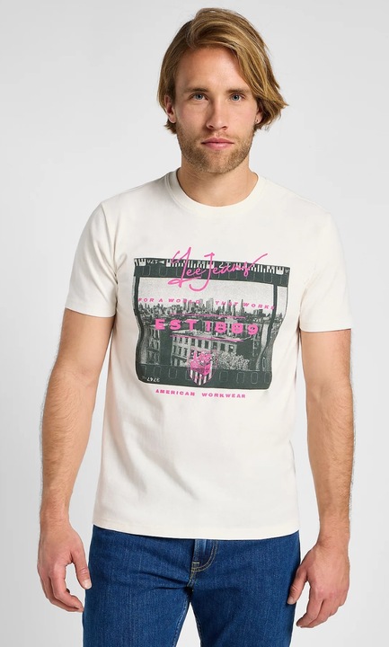 Férfi póló, Lee, Utility Artist Tee, fehér, pamut, rövid ujjú