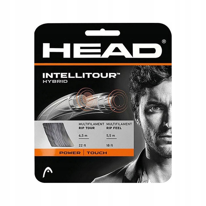 Set corzi tenis HEAD INTELLITOUR HYBRID gri 1.30/1.30 mm 12m