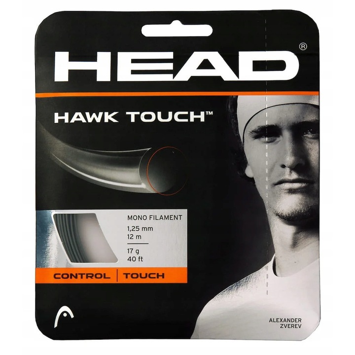 Coardă de tenis HEAD Hawk Touch 12m, gri, 1.15mm, control maxim