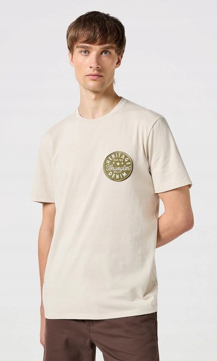 Férfi póló, Wrangler, Graphic Tee, normál fazon, bézs, pamut, S INTL