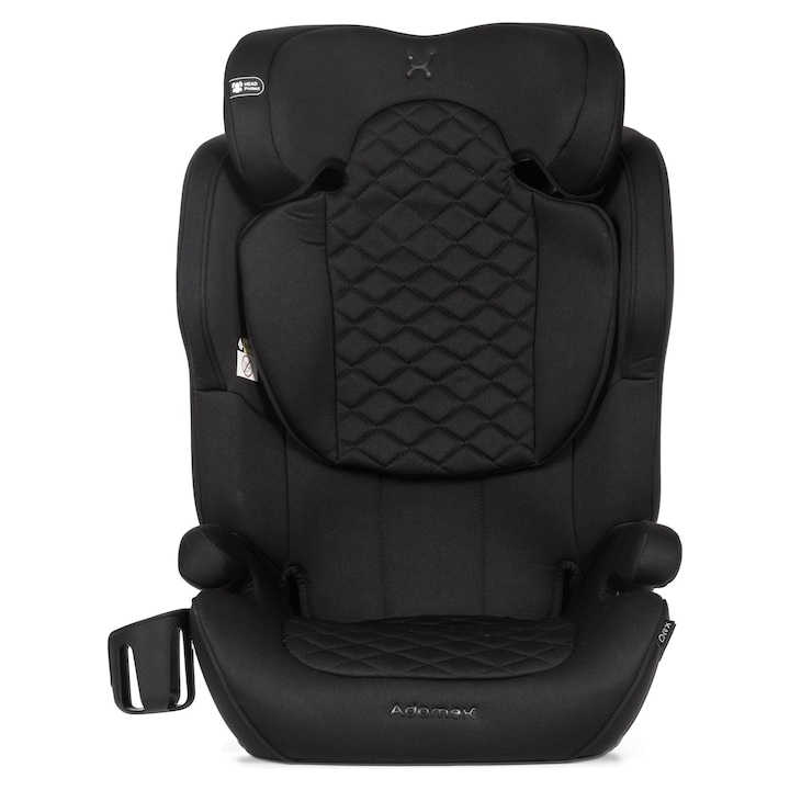 Scaun auto si inaltator 2 in 1 Adamex Kayo, omologat R129 i-Size, prindere Isofix sau cu centura masinii, matlasat, suport pahar inclus, pentru copii intre 100-150 cm, Negru