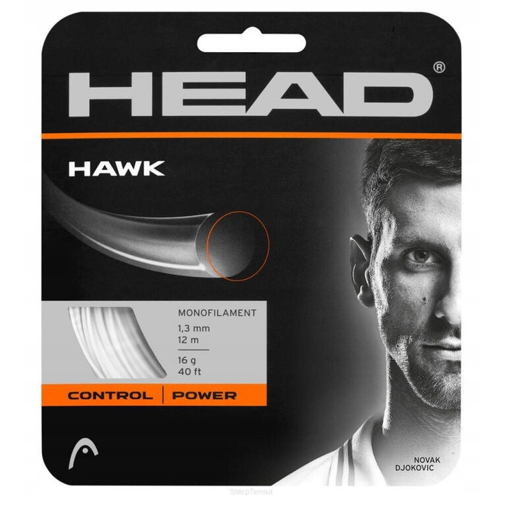 HEAD Hawk 12m 1.30mm fehér tenisz húr, nagy tartósság, fokozott kontroll