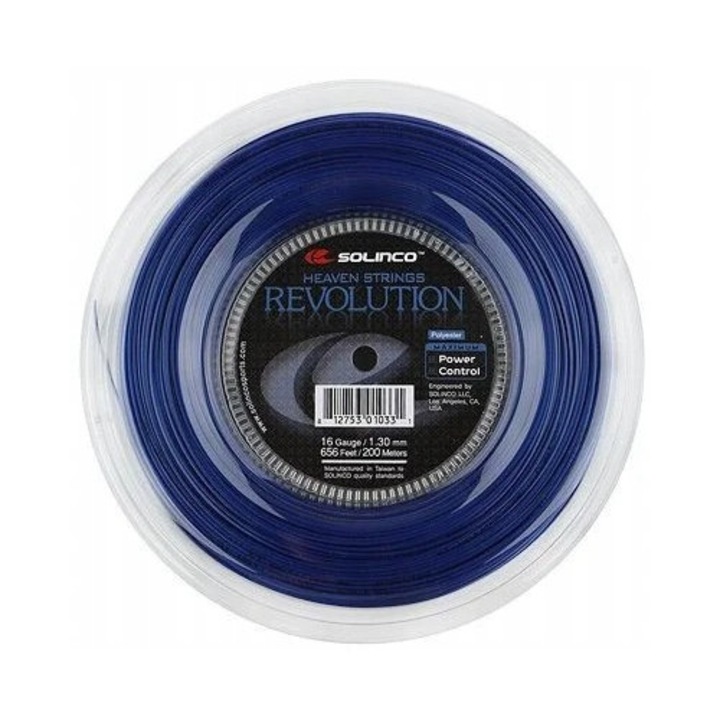Coardă tenis Solinco Revolution 200m, albastră, 1.30mm, profil hexagonal
