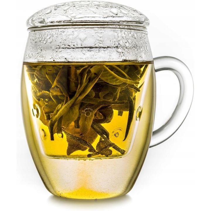 Кана с Инфузер 400мл, Боросиликатно Стъкло, Херметичен Капак, Класически Дизайн