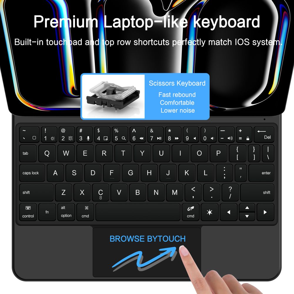 Husa de protectie tableta cu tastatura Tech-Protect Smartcase Magnetic + Keyboard iPad Pro 11" 5 / 6 2024-2025 Negru