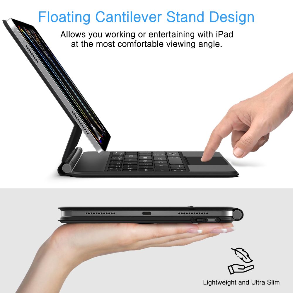 Husa de protectie tableta cu tastatura Tech-Protect Smartcase Magnetic + Keyboard iPad Pro 11" 5 / 6 2024-2025 Negru