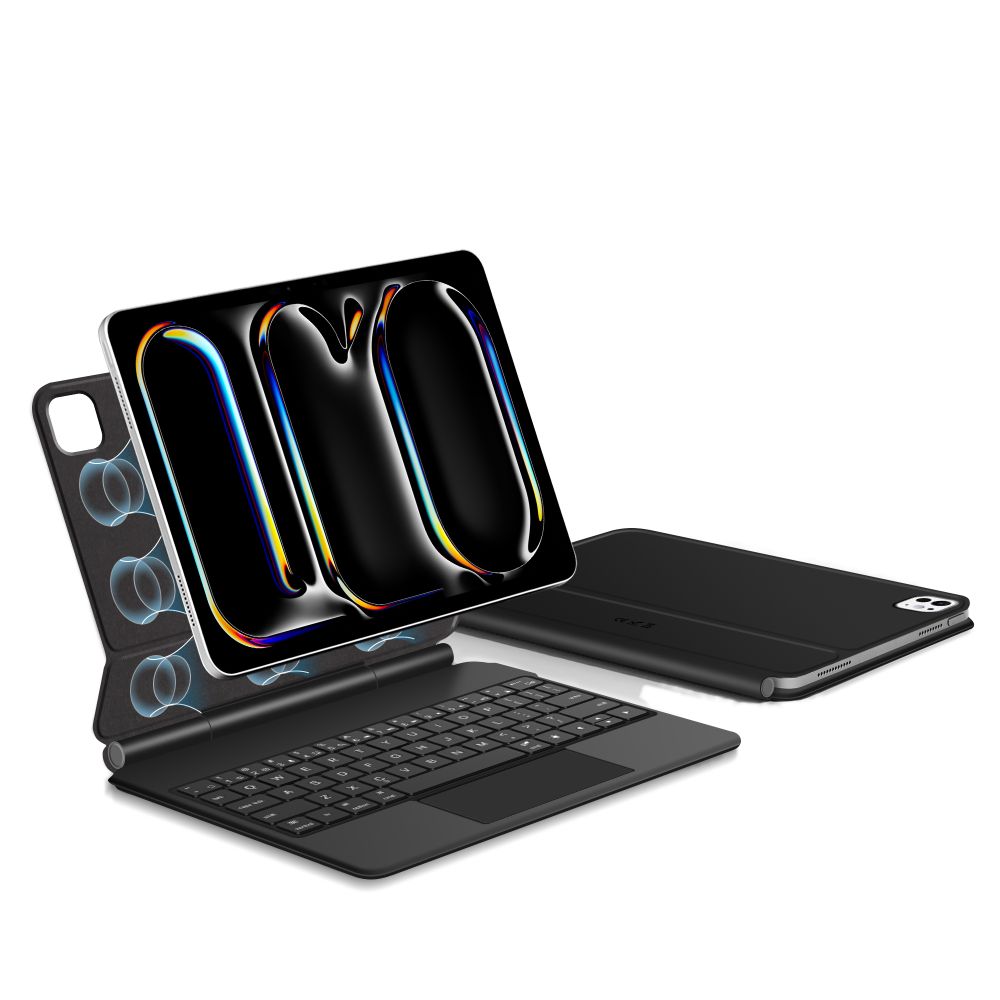 Husa de protectie tableta cu tastatura Tech-Protect Smartcase Magnetic + Keyboard iPad Pro 11" 5 / 6 2024-2025 Negru