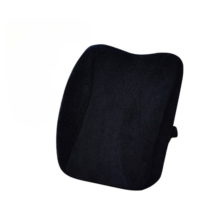 Geomatan Nagy Deréktámasz Párna, Lumbális területre, irodai székhez vagy autóba, Memóriahab, Ergonomikus, Megelőzi a fájdalmat, Teljes háttámasz és ideális méret 42x35x8 cm, Puha bársonyhuzat, Fekete bársony