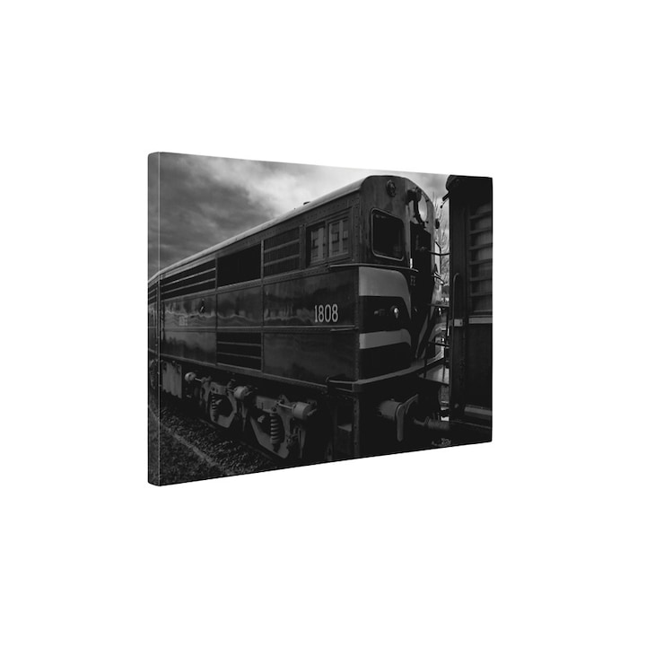 Локомотив в черно и бяло - Картина на платно - 60х75 см