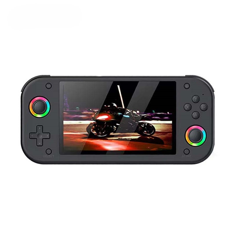 Consolă de jocuri portabilă cu inel luminos RGB, suport pentru jocuri 3D, neagră, design subțire