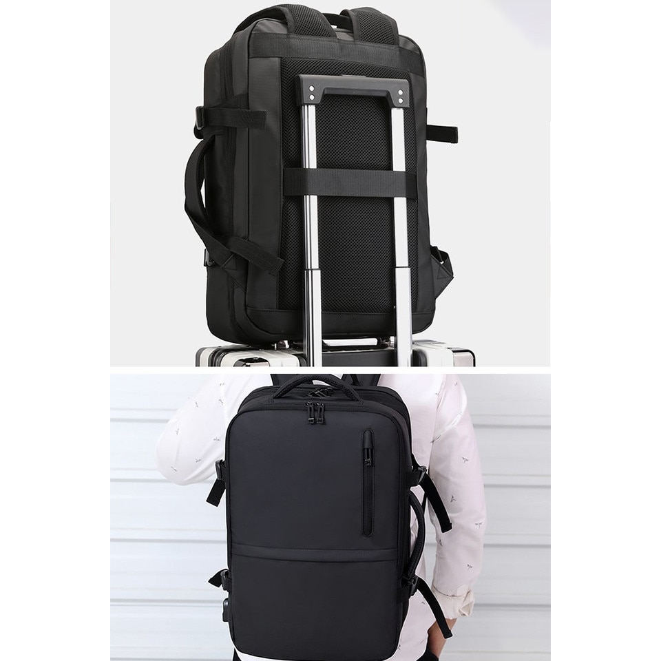 Rucsac de calatorie, rucsac multifunctional, geanta pentru laptop, port USB, material impermeabil, poate gazdui un laptop de 16 inch, Poate fi deschis la 90 de grade pentru a depozita haine si diverse accesorii,45x30x20cm, negru