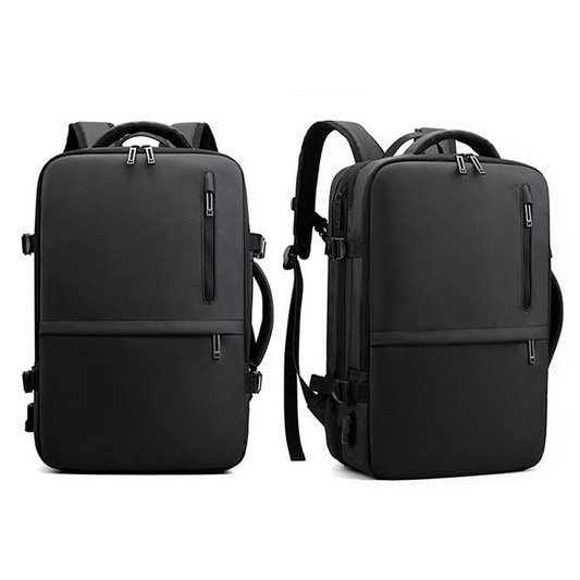 Rucsac de calatorie, rucsac multifunctional, geanta pentru laptop, port USB, material impermeabil, poate gazdui un laptop de 16 inch, Poate fi deschis la 90 de grade pentru a depozita haine si diverse accesorii,45x30x20cm, negru