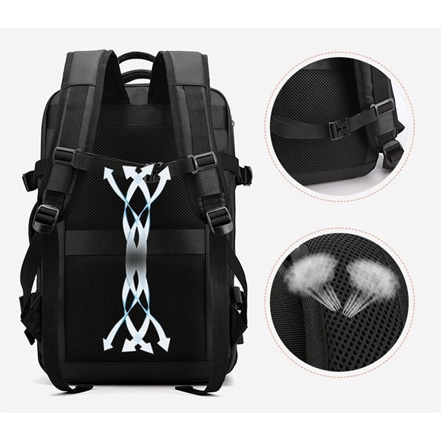 Rucsac de calatorie, rucsac multifunctional, geanta pentru laptop, port USB, material impermeabil, poate gazdui un laptop de 16 inch, Poate fi deschis la 90 de grade pentru a depozita haine si diverse accesorii,45x30x20cm, negru
