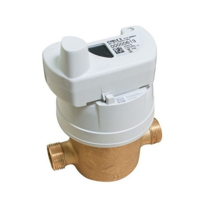 Apometru apa rece monojet, Flodis DN15, Q3. 2.5 mc/h, R160, LN 170 mm, echipat cu cititor Cyble 5 pentru transmitere la distanta, aprobare de model M.I.D., set de racorduri incluse