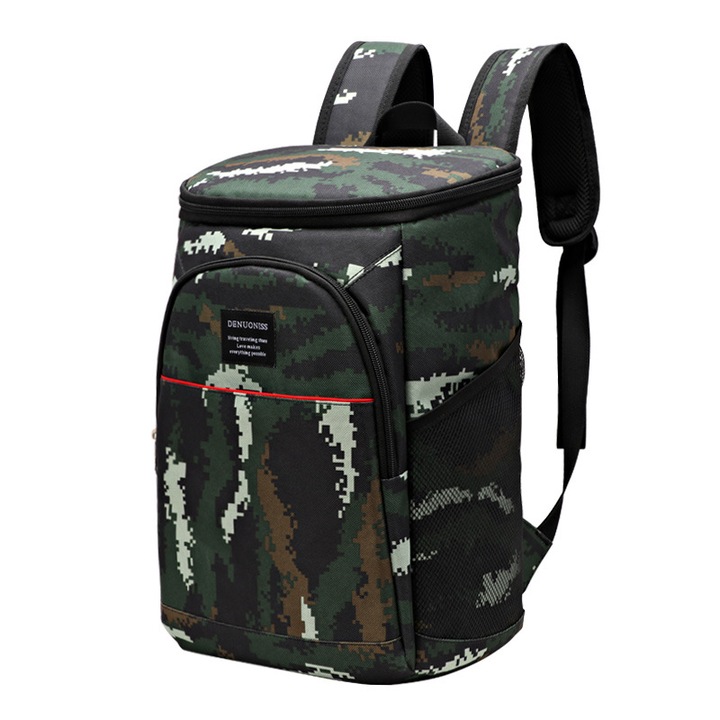 Geanta picnic, rucsac termo-izolant, 15 litri, camuflaj padure tropicala, 37x26x19.5cm