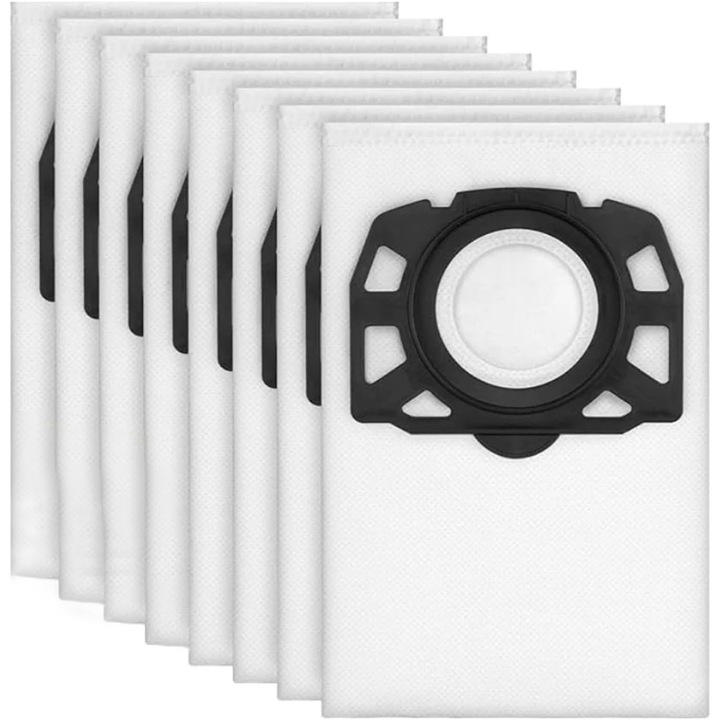 Set 8 saci filtranti din fleece KFI 357, 3 straturi, rezistenta ridicata, compatibili cu aspiratoarele Kärcher WD 1–3, KWD 1–3, MV 2–3, SE 4/4001/4002