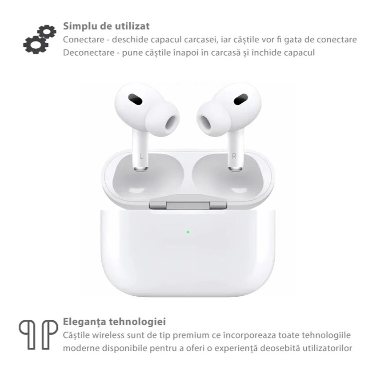 Casti Pro Casti Wireless Pro 2, Compatibile IOS si Android, Alb, Bluetooth - eMAG.ro