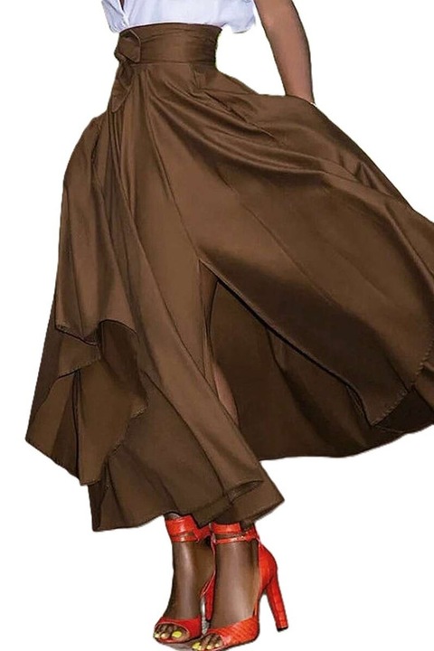 Fusta Dama, Tiv Despicat, A-Line, Talie Inalta, Maro