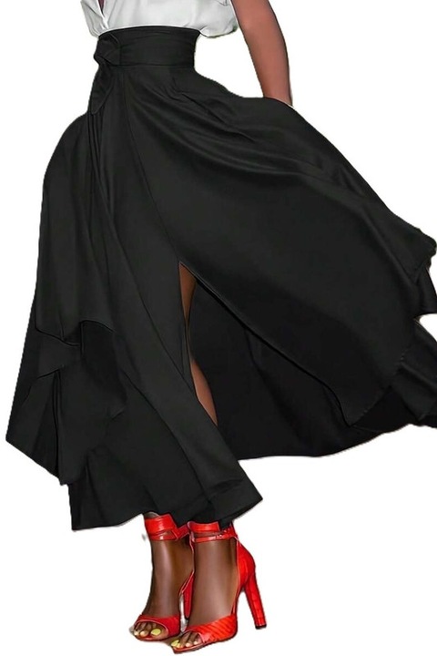 Fusta Dama, Tiv Despicat, A-Line, Talie Inalta, Negru