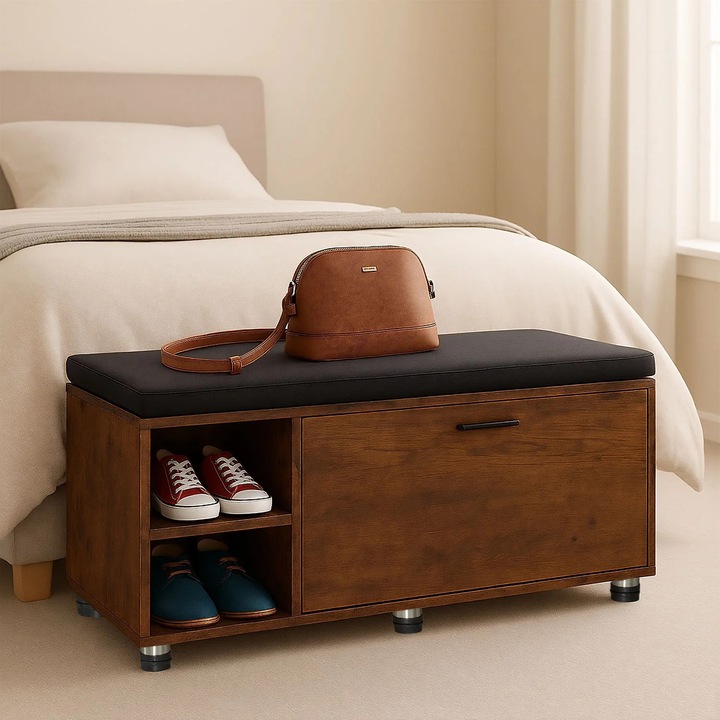 Cipőtároló és előszobai szekrény készlet, Northix, 6 pár, párnázott ülőpárnával, strapabíró, többszínű