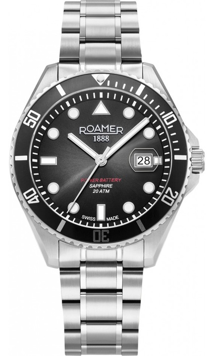 Ceas bărbătesc Roamer Pro Diver 200, otel inoxidabil, sportiv, culoare neagră, mecanism quartz