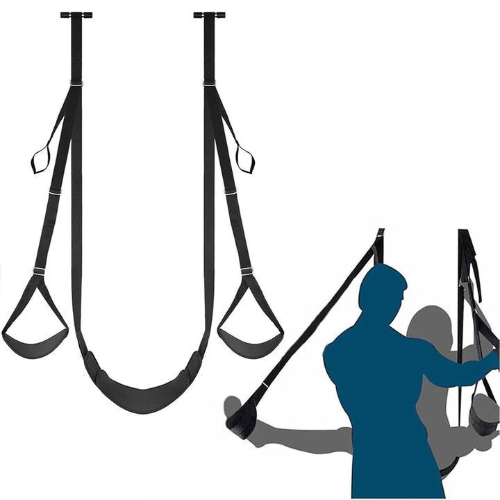 Комплект за BDSM, Люлка със Седалка за Врата, Регулируеми Каишки, Черен, Универсален