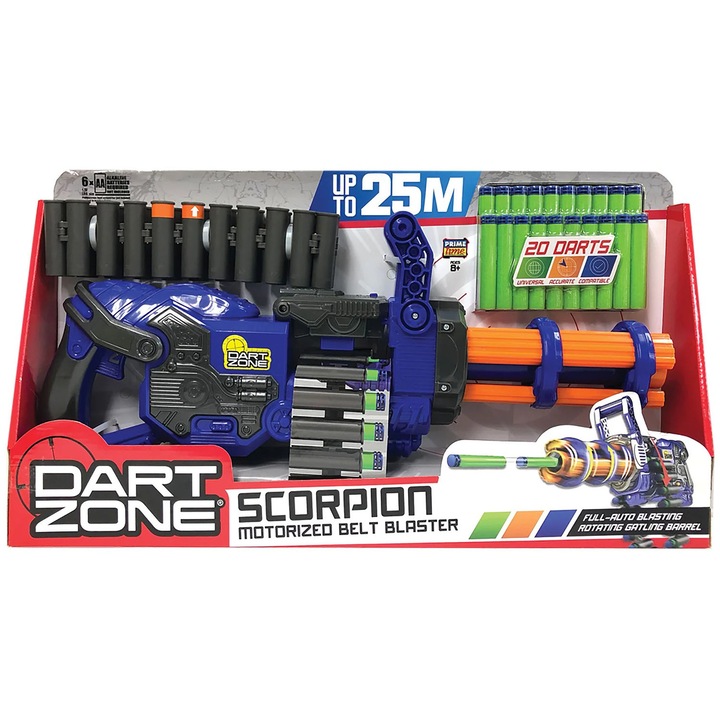 Моторизиран бластер Dart Zone Scorpion, 20 стрелички, 25 метра, необходими 6 x AA