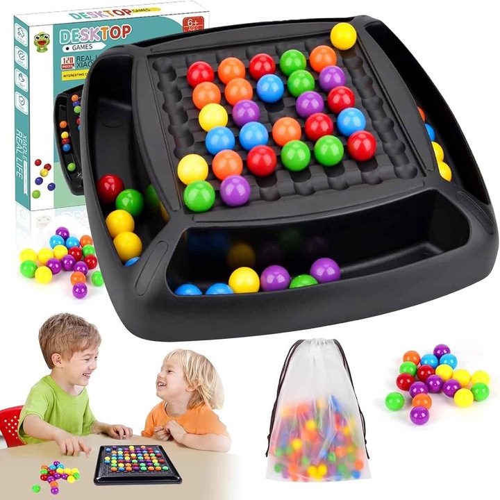 Joc de strategie pentru 2 persoane cu 48 bile multicolore