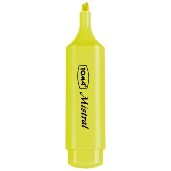 Marker galben pastel Toma Mistral, varf tesit 1-5 mm, ideal pentru scoala si birou