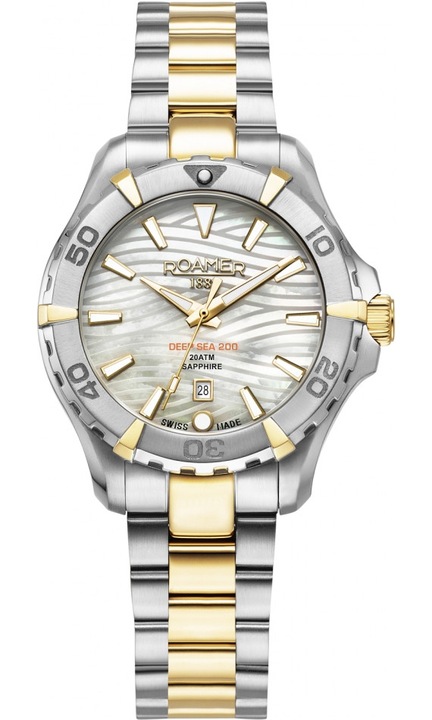 Ceas de dama Roamer sport, colectia Deep Sea 200 Ladies, carcasa aurie, mecanism quartz