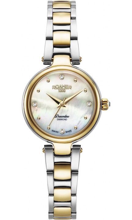 Ceas de dama Roamer 967847 aur roz, clasic, diamante, mecanism Quartz, Perla, Aur