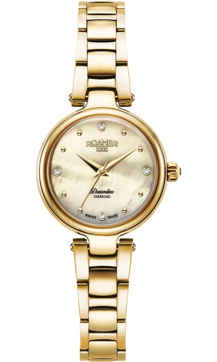 Ceas de dama Roamer Dreamline Diamonds, aurit, mecanism Quartz, 48x30mm