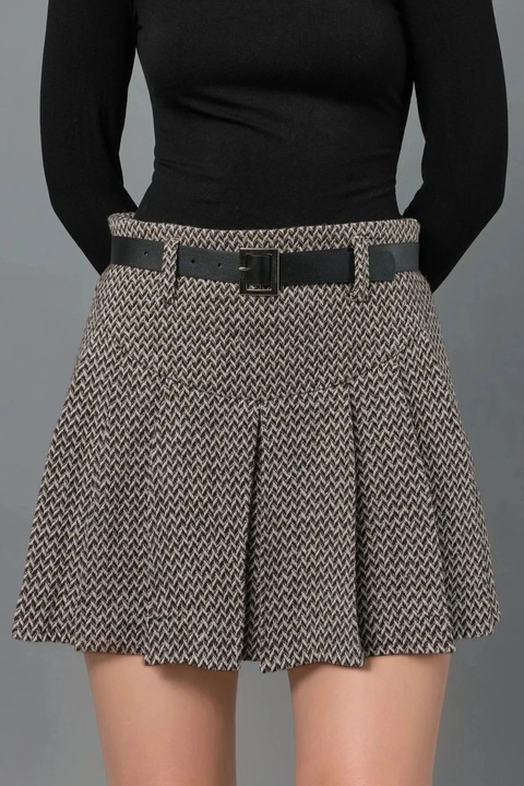 Fusta-pantalon HiCCUP mini plisata, talie inalta, textil