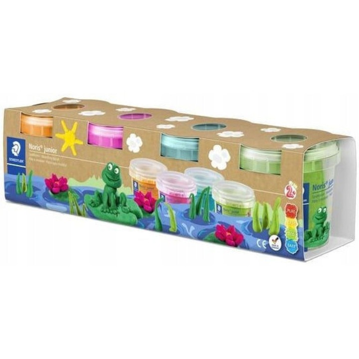 Plastilină multicoloră Staedtler Neon, 130g, set 12 culori, ideală pentru creativitate