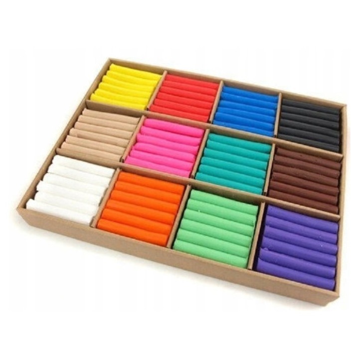 Plastilina set 216 bucati, Koma-Plast, 12 culori, netoxica, 33x24,5x4 cm