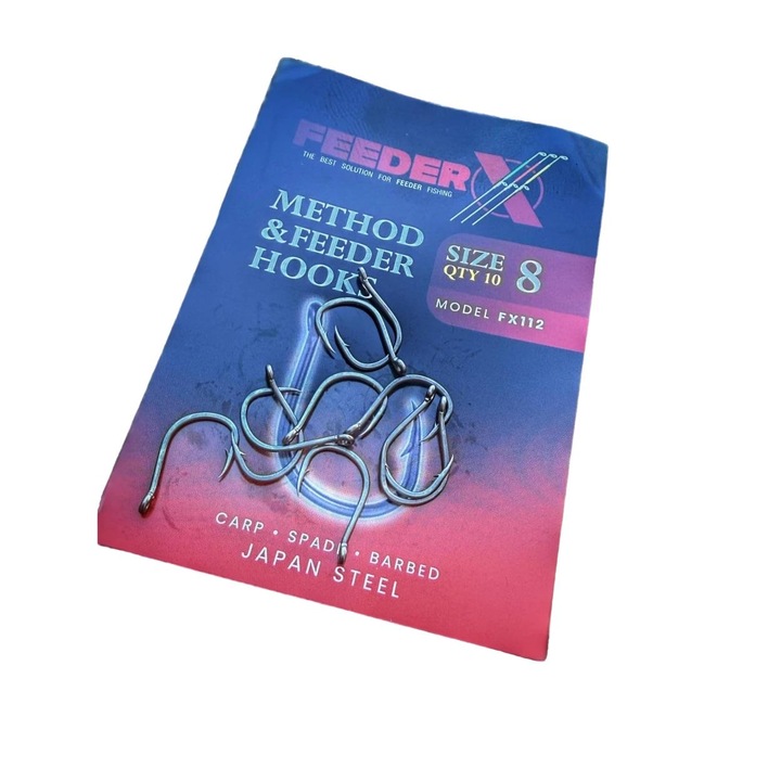 Carrlige pescuit FeederX FX112#8, otel forjat, acoperire teflon, pachet 10 buc