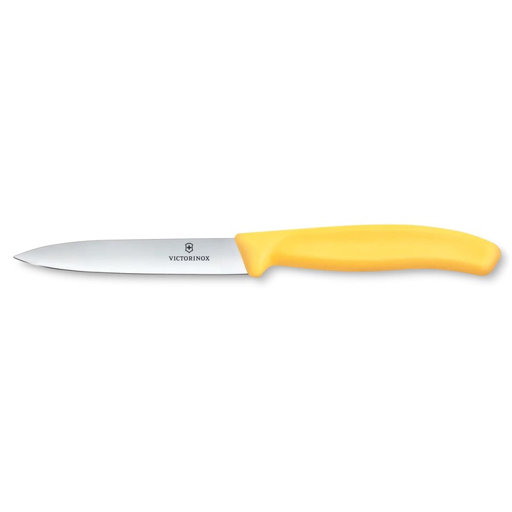 Cutit de bucatarie Victorinox, lama 10 cm, maner antiderapant, otel inoxidabil, galben