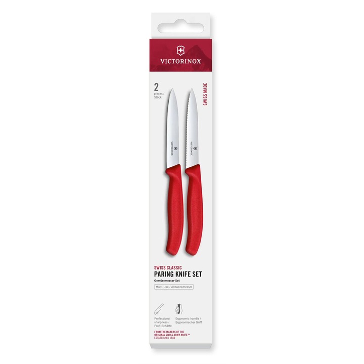 Set 2 Cutite Bucatarie Lama 10cm Zimzata si dreapta Victorinox 6.7791.2C1