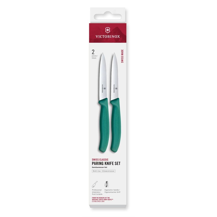 Set 2 Cutite Bucatarie Lama 10cm Zimzata si dreapta Victorinox 6.7794.2C1