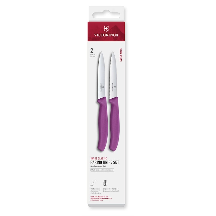 Set 2 Cutite Bucatarie Lama 10cm Zimzata si dreapta Victorinox 6.7795.2C1