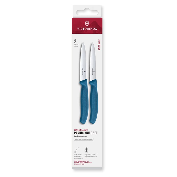 Set 2 Cutite Bucatarie Lama 10cm Zimzata si dreapta Victorinox 6.7792.2C1