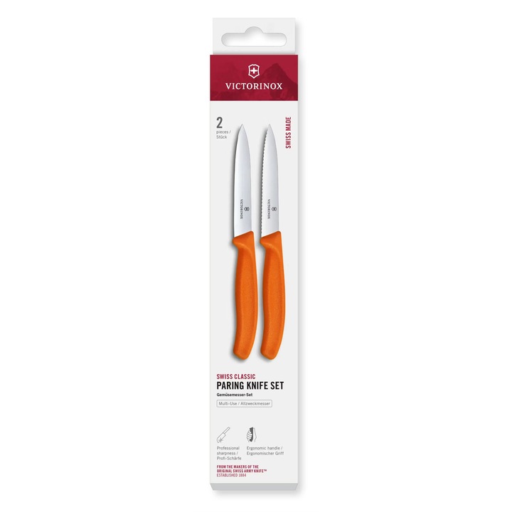 Set 2 Cutite Bucatarie Lama 10cm Zimzata si dreapta Victorinox 6.7799.2C1