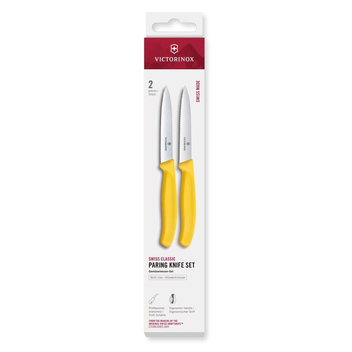 Set 2 Cutite Bucatarie Lama 10cm Zimzata si dreapta Victorinox 6.7798.2C1