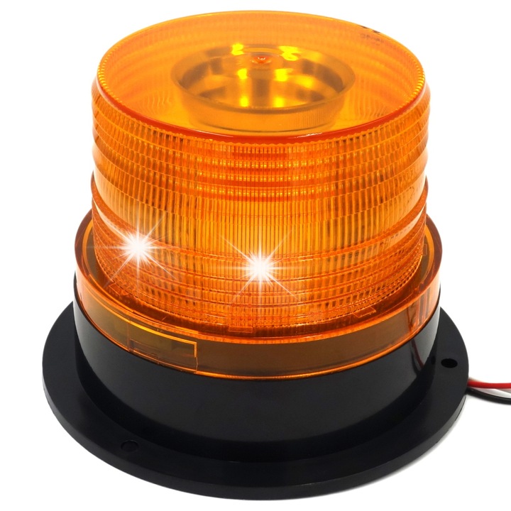 Lampa de semnalizare LED rotunda 12V 24V pomarancie, IP44, dimensiuni 128x95mm