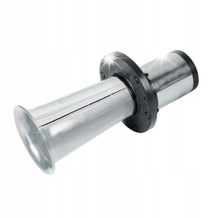 Claxon retro vintage 12V, dublu, argintiu-negru, 22x10.8cm, set complet