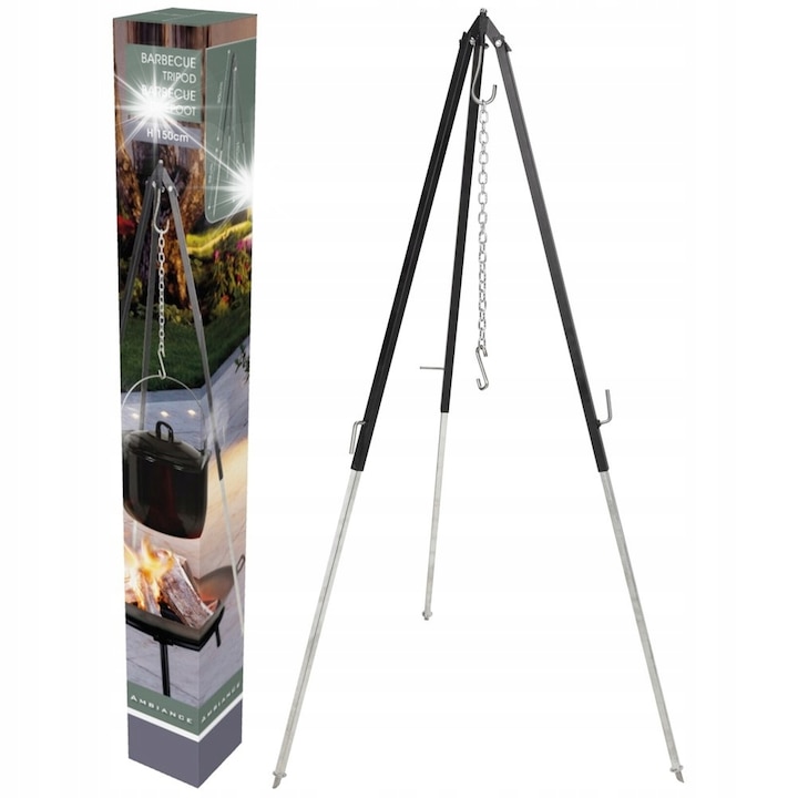 Suport pentru ceaun reglabil, din inox negru, 90-150 cm