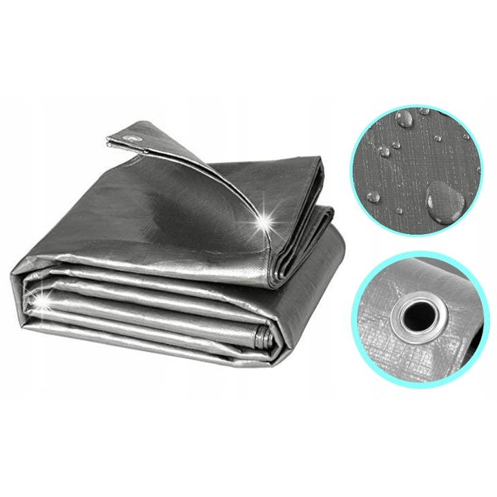 Prelata impermeabila 6x8m, 200gr, argintie