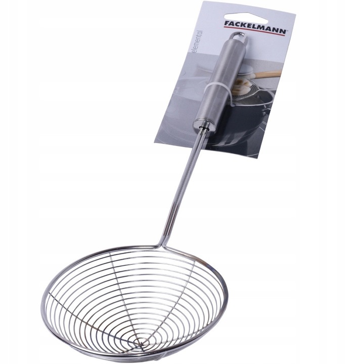 Lingură strecurătoare Fackelmann Elemental, otel inoxidabil, 37cm, diametru sită 12cm