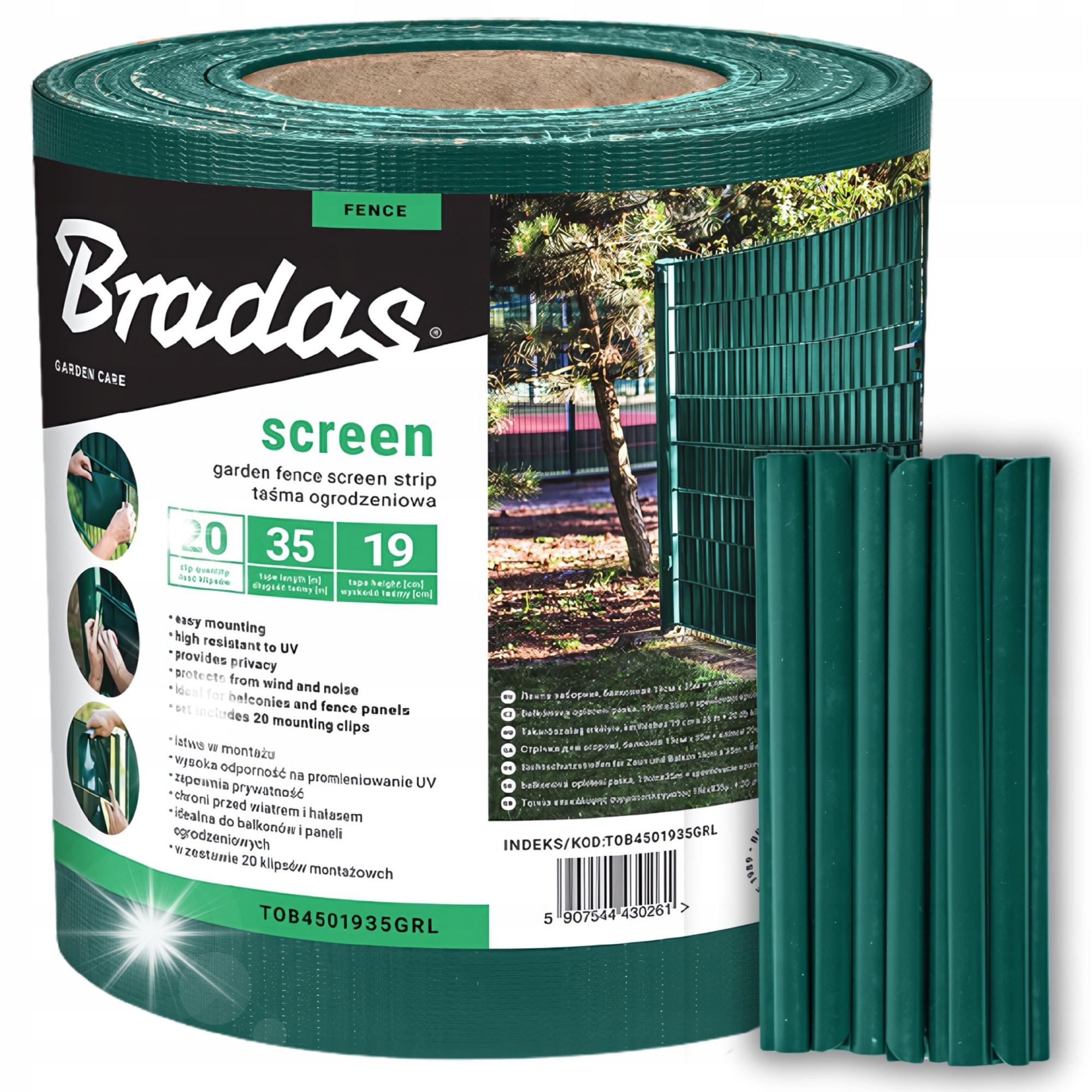 Tasma ogrodzeniowa 19cm x 35m, verde, set 20 clipe - eMAG.ro