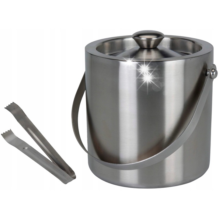 Frapiera termica din inox cu clesti, 15x16cm, capacitate 1.7 litri, argintiu